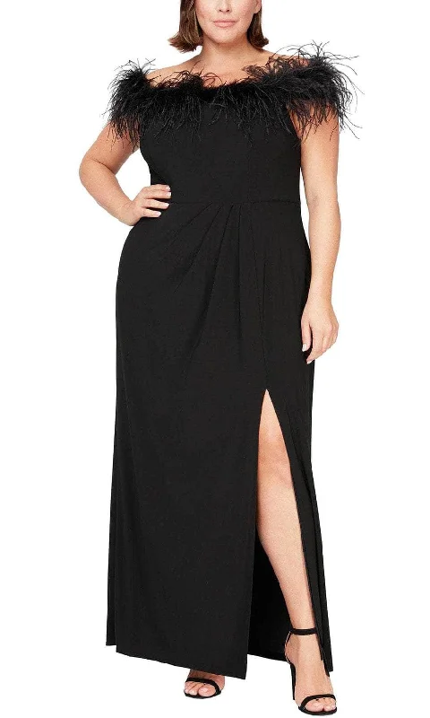 Alex Evenings 84351465 - Marabou Detail Evening Dress Chiffon Maxi Beach