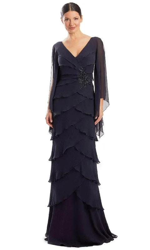 Alexander by Daymor 1957S24 - Tiered Deep V-Neck Evening Dress empire Waist empire
