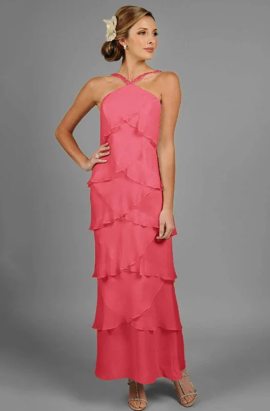 Alexander by Daymor - 3451 Beaded Halter Tiered Sheath Evening Dress Tunics Chic elegant