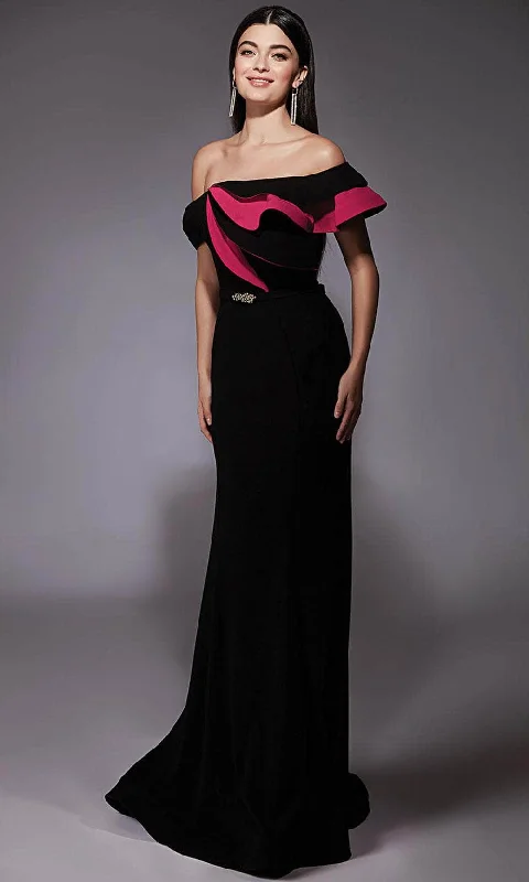 Alyce Paris 27672 - Off Shoulder Ruffle Bodice Evening Dress High-Low Hemline Casual