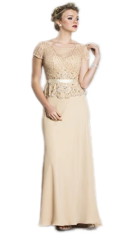 Aspeed Design - Beaded Sheer Peplum Evening Dress Tunics Canvas sturdy