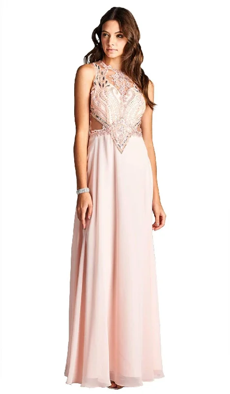 Aspeed Design - Bedazzled Illusion Jewel Sheath Evening Dress sweetheart Neckline Romantic