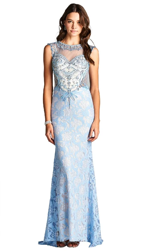 Aspeed Design - Embellished Illusion Bateau Evening Dress Tunics Sophisticated sleek