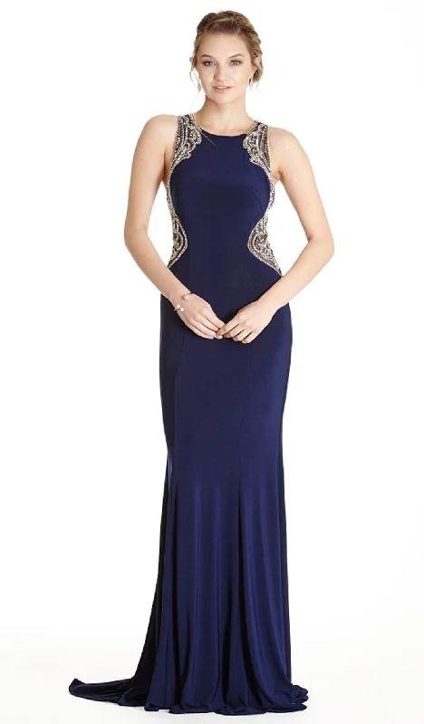 Aspeed Design - Embellished Jewel Neck Sheath Evening Dress Tunics Leisure comfortable