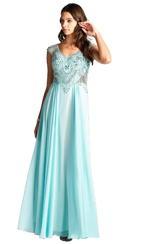 Aspeed Design - Jeweled V-neck A-line Evening Dress Tunics Luxurious high-end