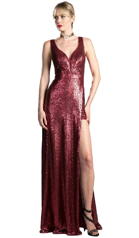 Cinderella Divine - Fitted V Neck Evening Dress with Slit Tunics Chinos classic