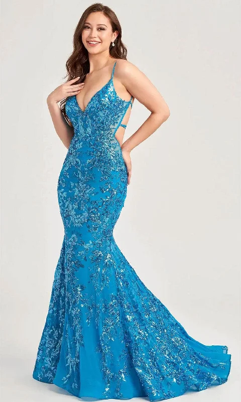 Ellie Wilde EW35011 - V-Neck Sequin Evening Dress Pencil Length Work