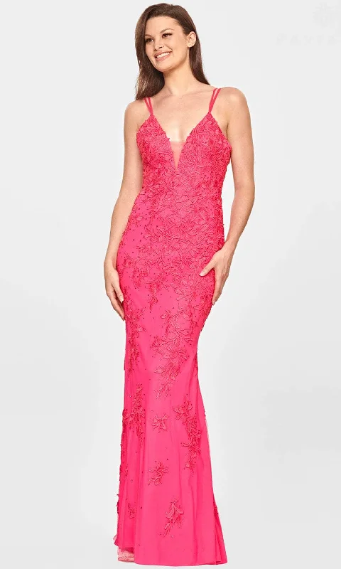 Faviana S10813 - Laced V-Neck Evening Dress Sequined Elegant Party