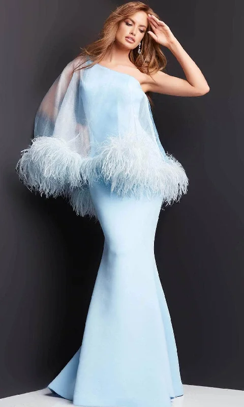 Jovani 07361 - Feathered Illusion Overlay Evening Dress Tunics Practical easy-care
