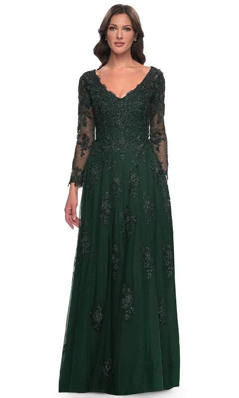 La Femme 30795 - Long Sleeve Tulle Evening Dress sweetheart Neckline Romantic