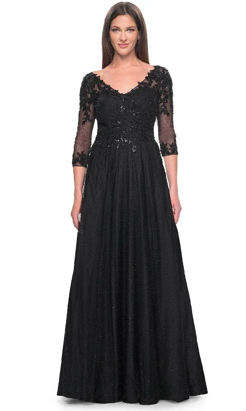 La Femme 31776 - Embroidered V-Neck Evening Dress Tunics Print Colorful