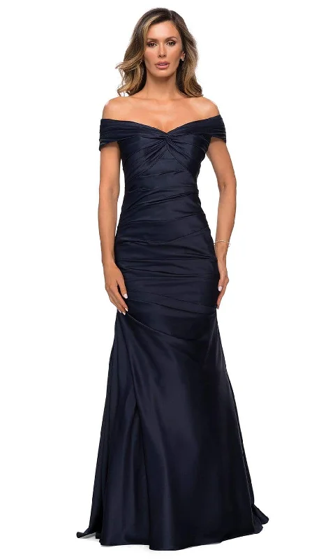 La Femme - Pleated Bodice Trumpet Evening Dress 28047SC Tunics Review highly
