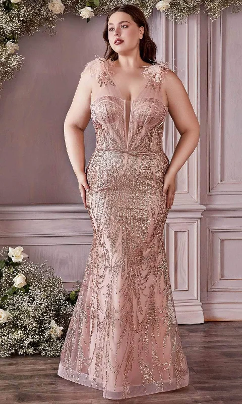 Ladivine CB087C - Glitter Trumpet Plus Evening Dress Tunics Plaid country