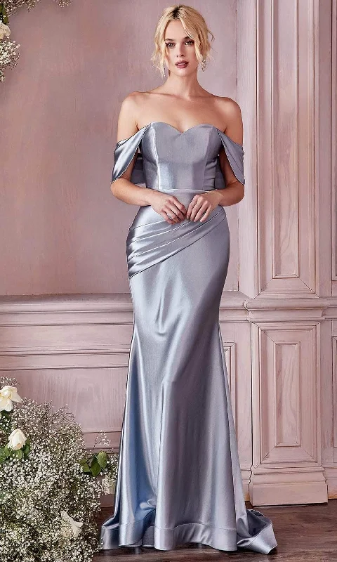 Ladivine - Off Shoulder Plus Size Evening Dress CH163C Pleated Skirt Elegant