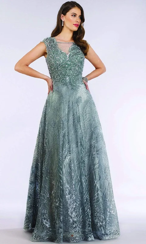 Lara Dresses - 29623 Embroidered Illusion A-Line Evening Dress Tunics Velvet soft