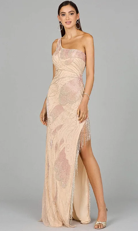 Lara Dresses 9948 - One Shoulder Fringed Evening Dress Tunics Trendy modern