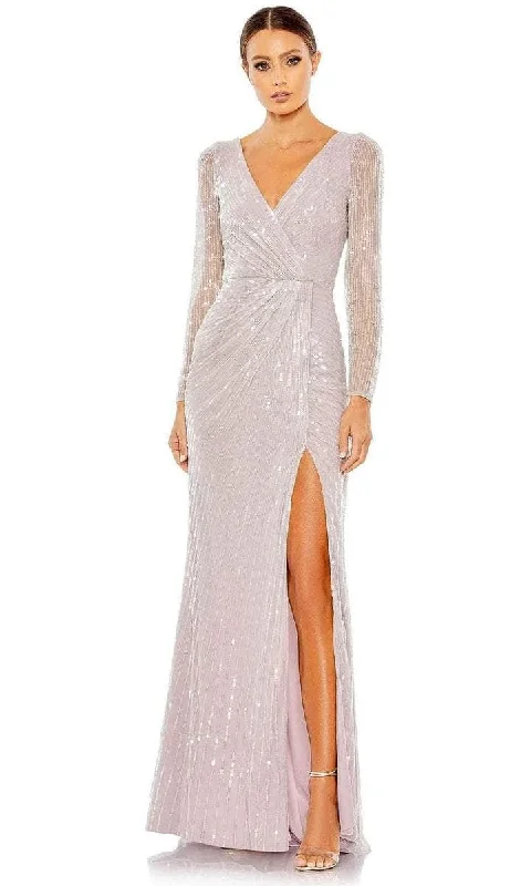 Mac Duggal - V-Neck High Slit Evening Dress 93660 A-Line Day Work