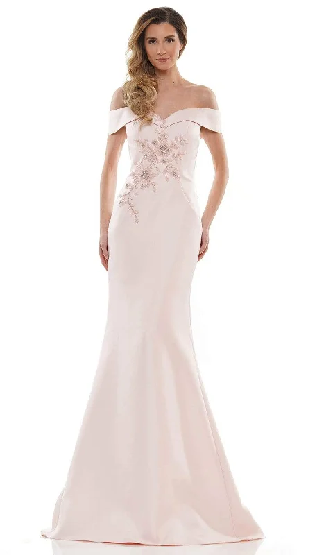 Marsoni by Colors - MV1142 Off Shoulder Mermaid Evening Dress Satin Halter Glamorous