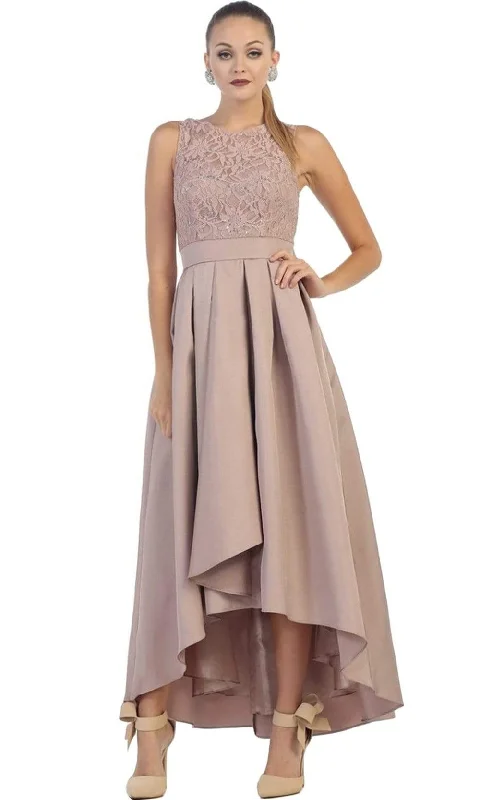 May Queen - High Low Illusion Jewel A-line Evening Dress MQ1411 Tunics Luxurious high-end
