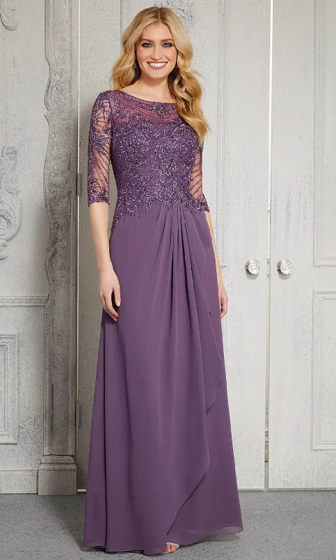 MGNY By Mori Lee - 72412 Illusion Bateau A-Line Evening Dress Tunics Cozy soft