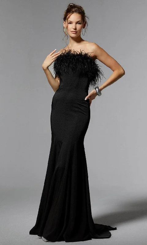 MGNY By Mori Lee 72923 - Feather Trimmed Evening Dress Tunics Sophisticated sleek