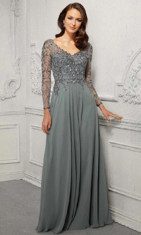 MGNY By Mori Lee - Appliqued V-Neck Evening Dress 72403SC Tunics Favorite customer