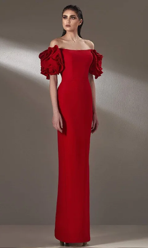 MNM Couture - K3875 Off Shoulder Sheath Evening Dress Tunics Chinos classic