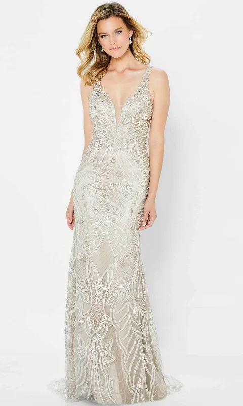 Montage by Mon Cheri 122904 - Metallic V-Neck Evening Dress Tunics Mesh breathable