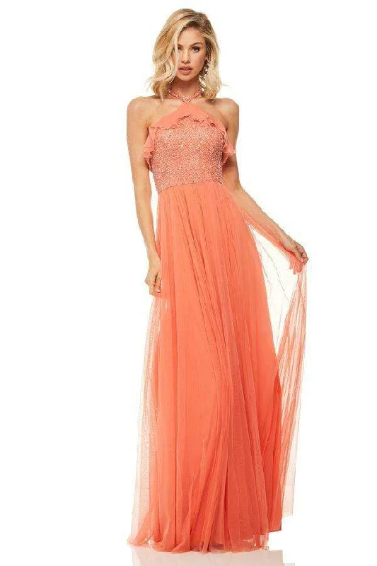 Sherri Hill - 52797 Beaded Halter A-Line Evening Dress Crew Neckline Sporty