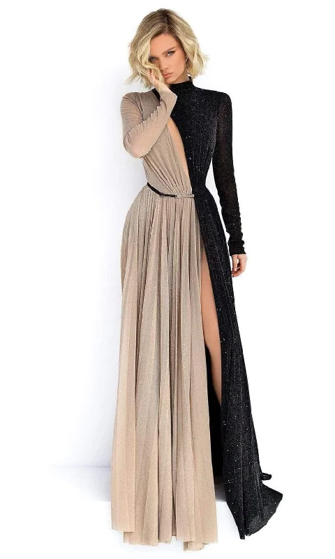Tarik Ediz - 50902 High Neck Long Sleeves Evening Dress Lace Sexy Club