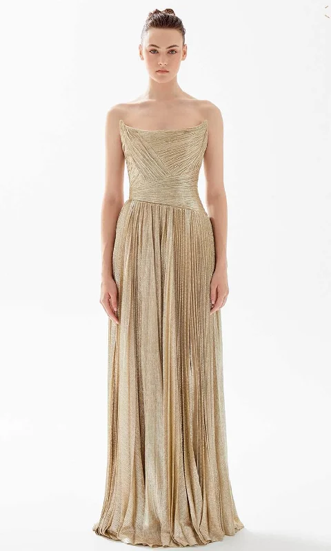 Tarik Ediz 98200 - Pleated Bateau Evening Dress Tunics Summer linen