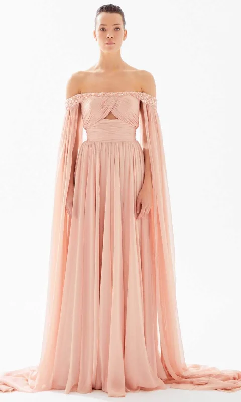 Tarik Ediz 98225 - Off-Shoulder Chiffon Evening Dress Tunics Luxurious high-end