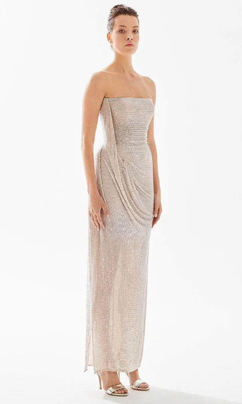 Tarik Ediz 98326 - Beaded Strapless Evening Dress Chiffon Maxi Beach