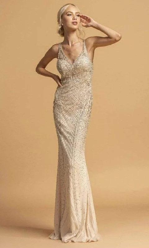 Trevi Collection - Deep V-Neck Fitted Evening Dress L2228 Tunics Stylish modern