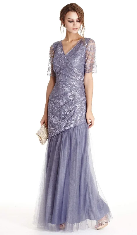 Trevi Collection - Embellished V-neck Trumpet Evening Dress Tunics Business professional
