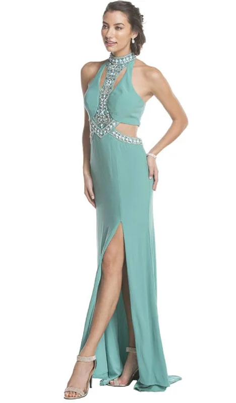 Trevi Collection - High Halter Cutouts Evening Dress Tunics Sophisticated sleek